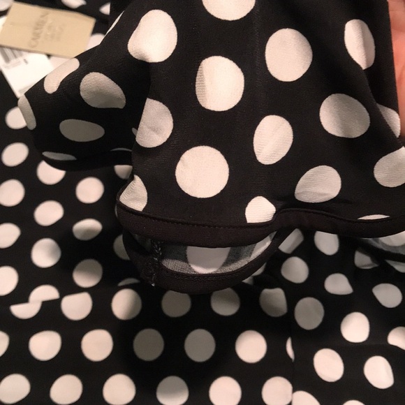 Carmen Marc Valvo Black White Polka Dot Long Sleeve Blouse S. NWT - Picture 4 of 7